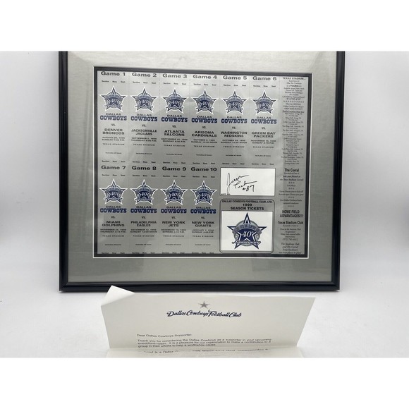 1989 Dallas Cowboys Season Ticket Sheet Signed by Jason Tucker - Picture 2 of 9
